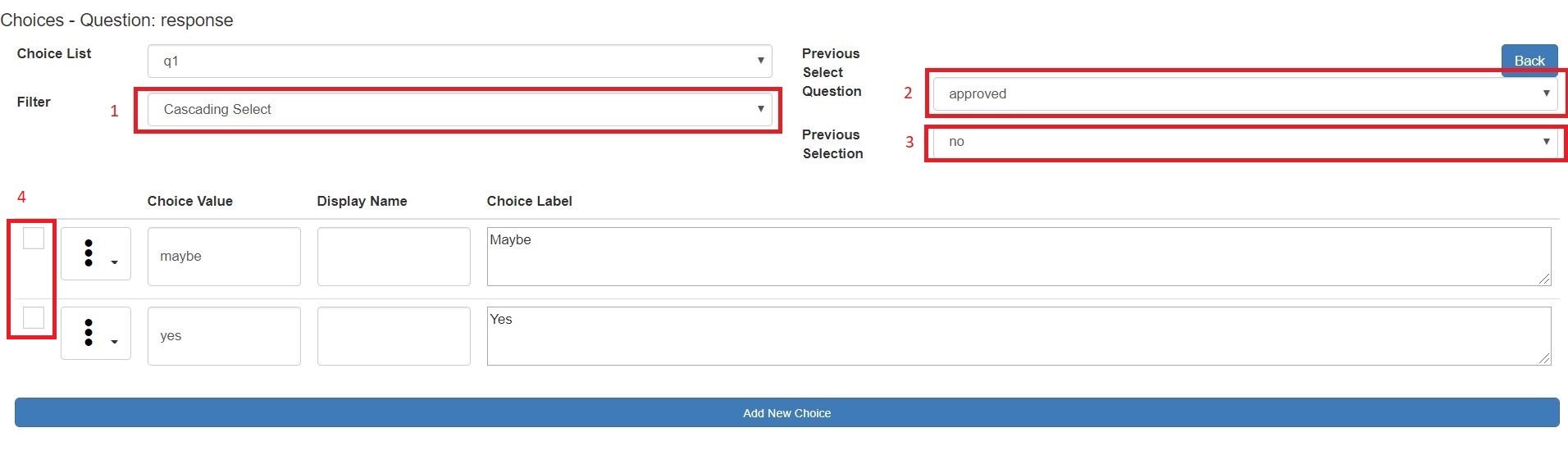 Specifying the previous select question